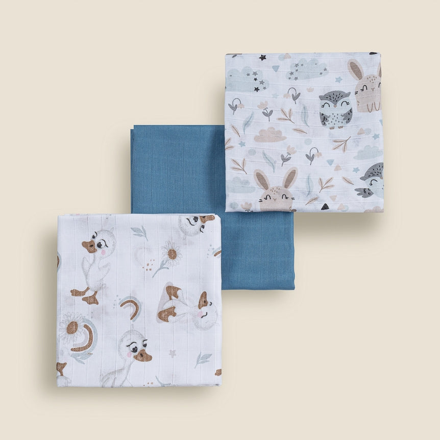 Coperta in Mussola di Cotone 60x60 - Confezione da 3