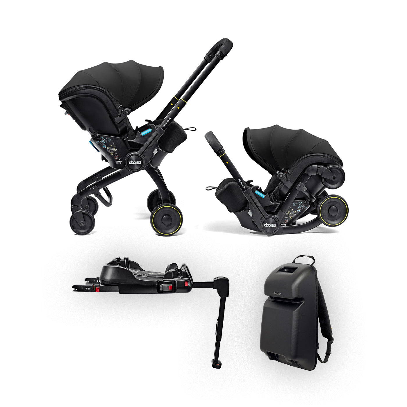Bundle Doona X - Passeggino & Base ISOFIX & Pack 'n Go Basket