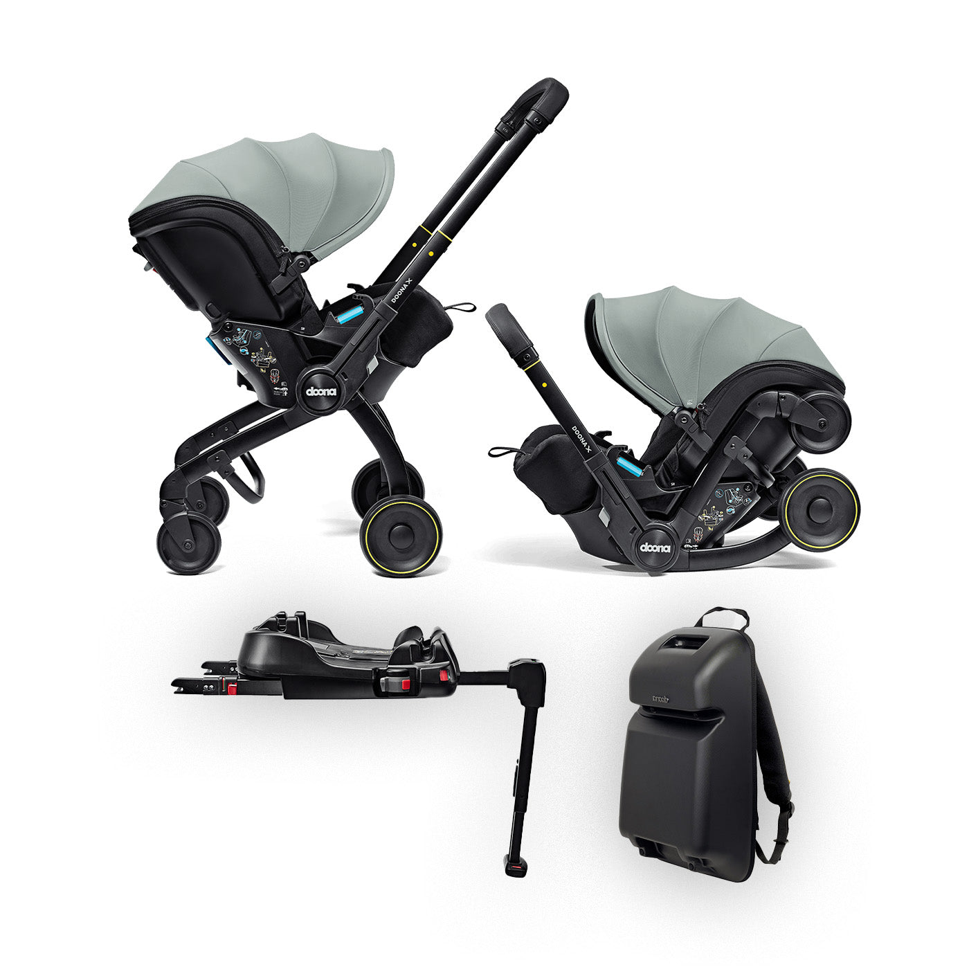 Bundle Doona X - Passeggino & Base ISOFIX & Pack 'n Go Basket