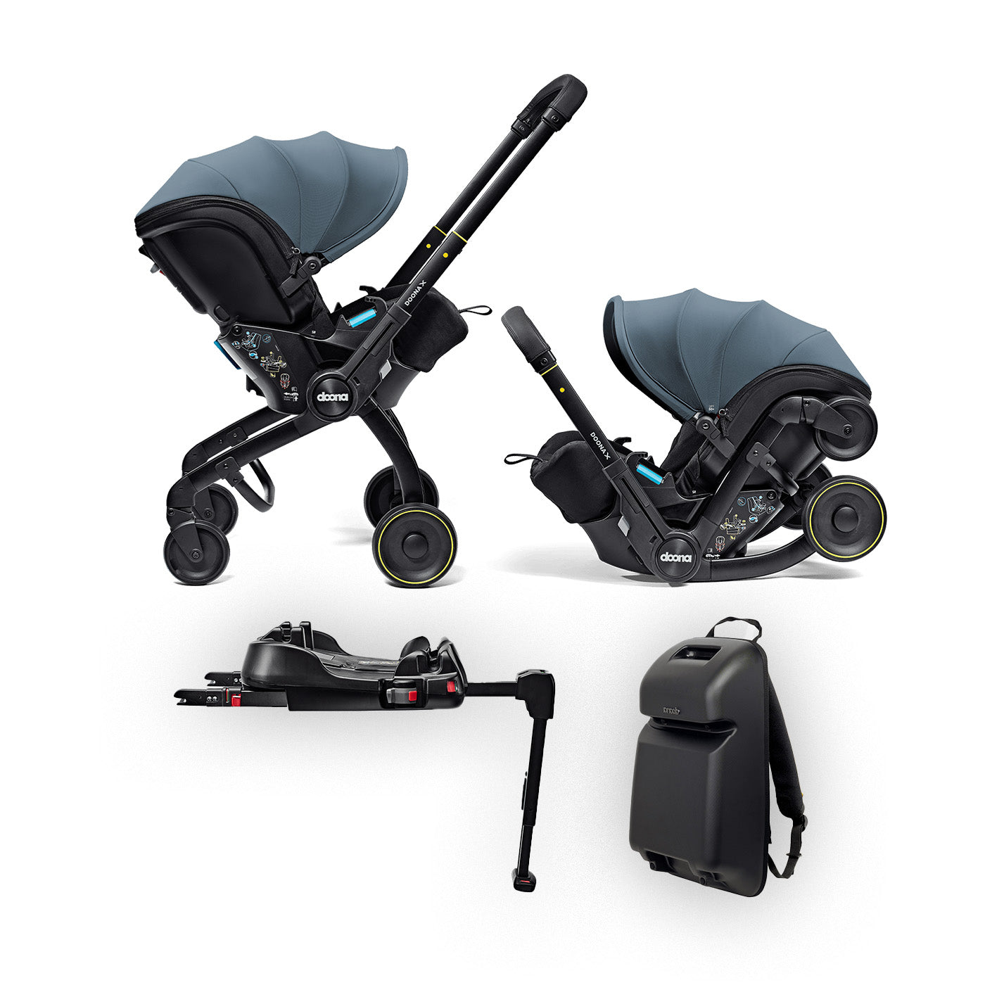 Bundle Doona X - Passeggino & Base ISOFIX & Pack 'n Go Basket